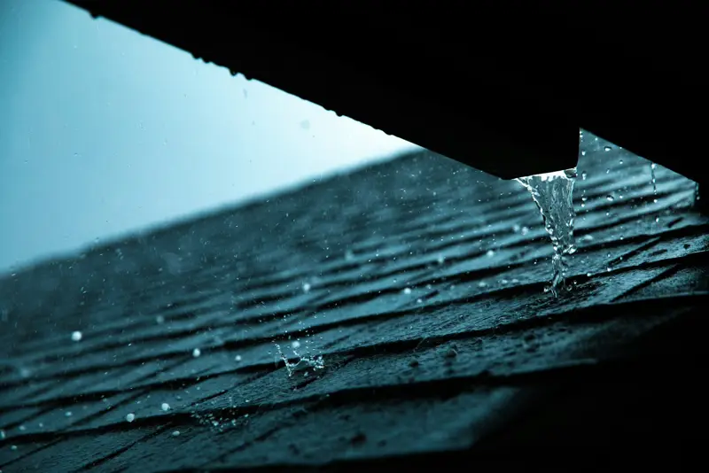 Gutter along a roof edge